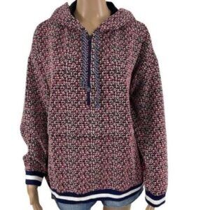 J. Crew Speckled Jacquard Hooded Anorak Pullover Sweater Jacket size Medium